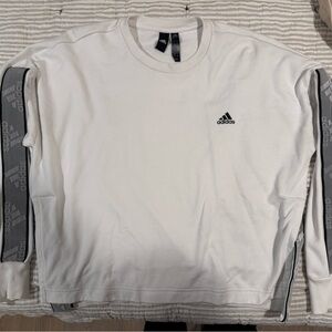 adidas White Cropped Crew Sweatshirt